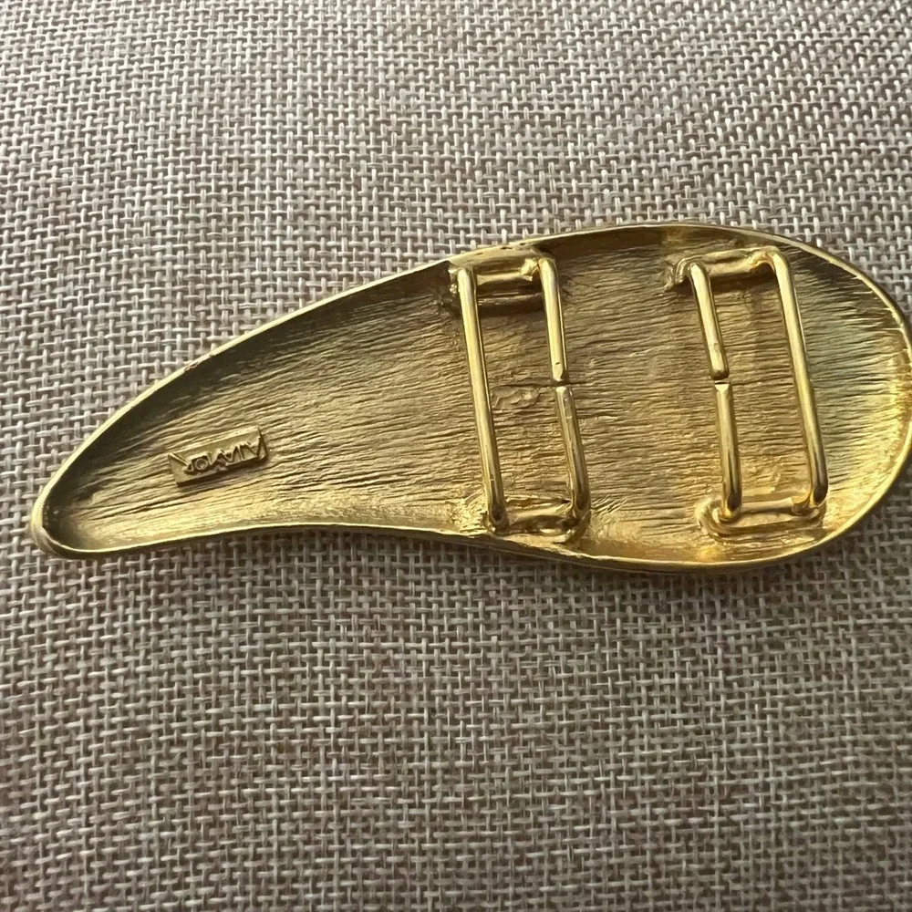 Vintage A Taylor Gold Tone Abstract Teardrop Belt Buckle 3.5